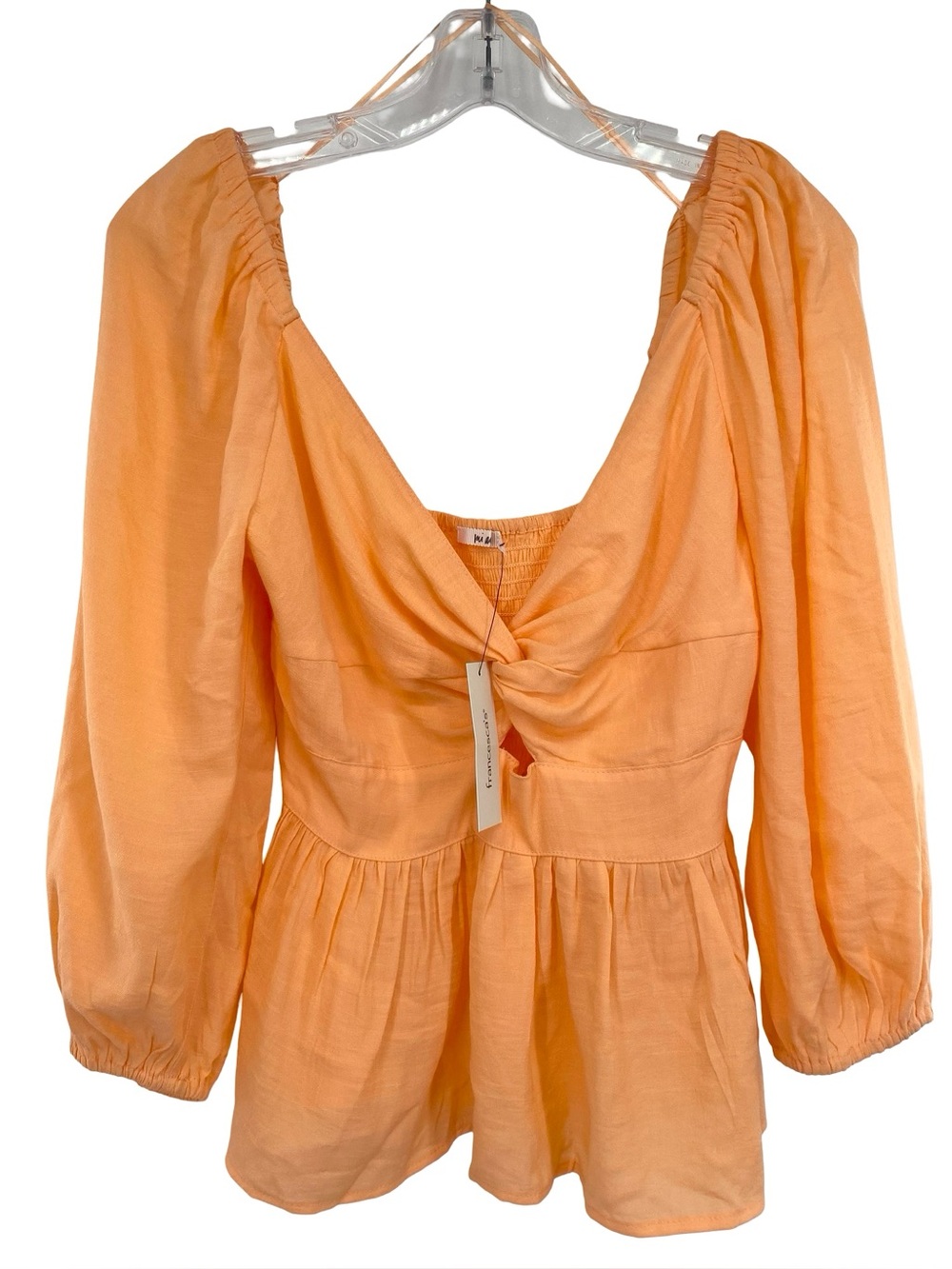 Mi Ami Key Hole Peplum Babydoll Top Size Small Peach Orange New